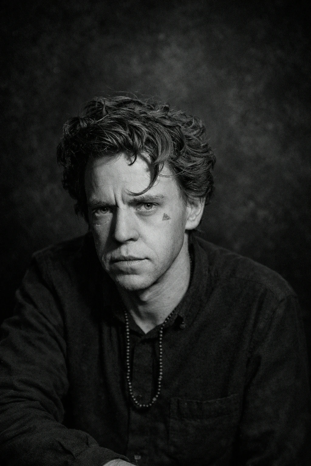 The original black-and-white photographic portrait of Aron Bijl